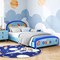 Honeyjoy Children Twin Size Upholstered Platform Single Bed with Headboard &#x26; Footboard Blue